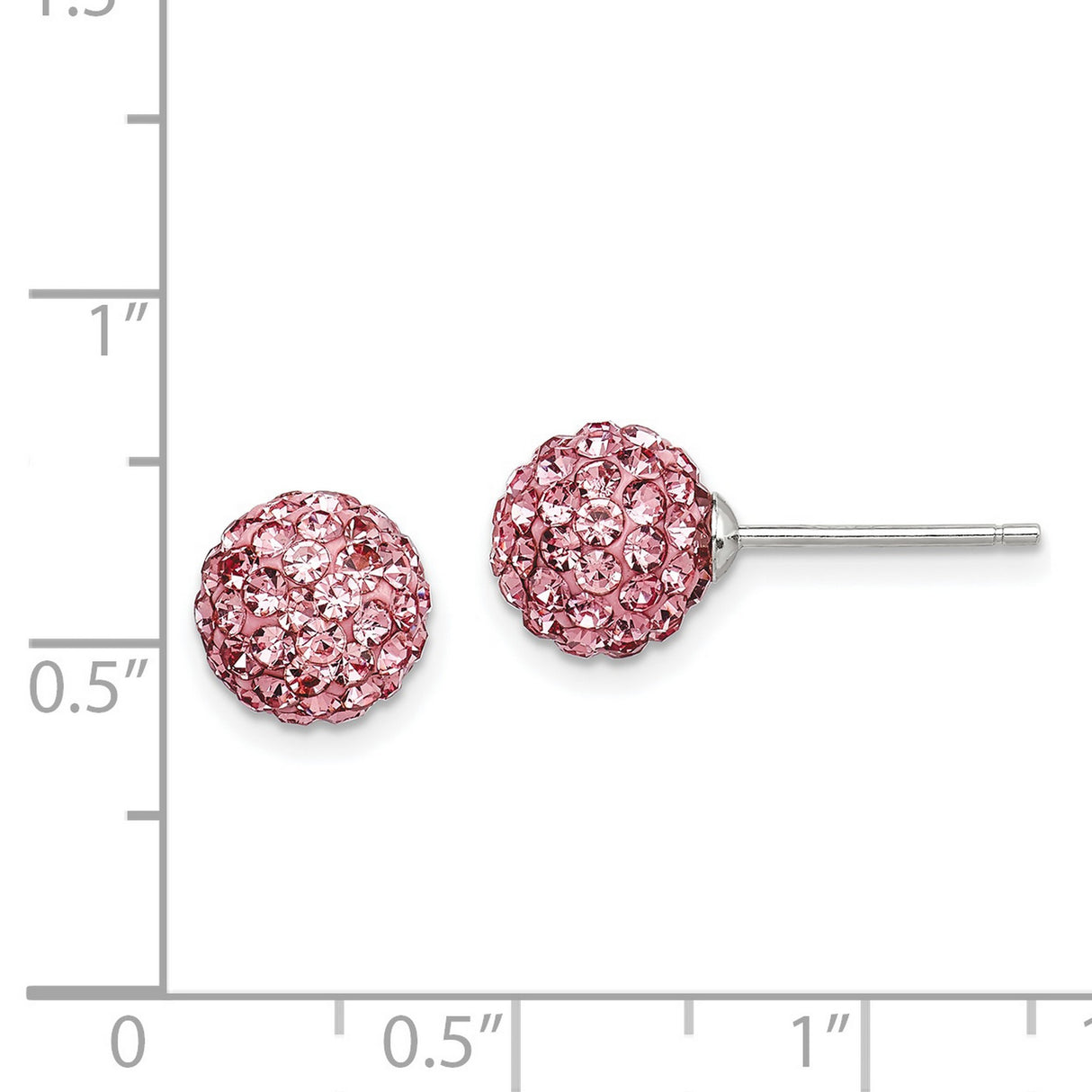 Sterling Silver Stud Earrings with Round Pink Crystal Pavé Design for Women