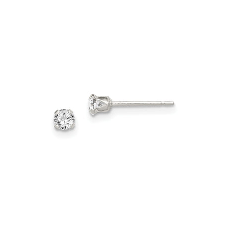 Sterling Silver Stud Earrings Set with Round Cut Cubic Zirconia in Blue, Green, Pink, and Clear