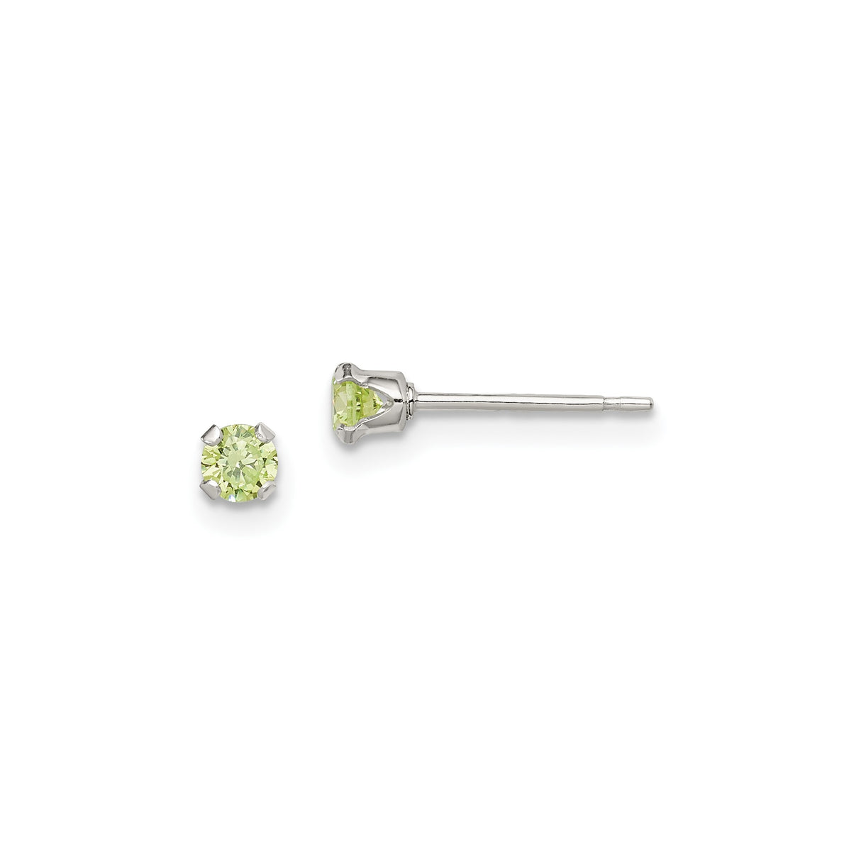 Sterling Silver Stud Earrings Set with Round Cut Cubic Zirconia in Blue, Green, Pink, and Clear