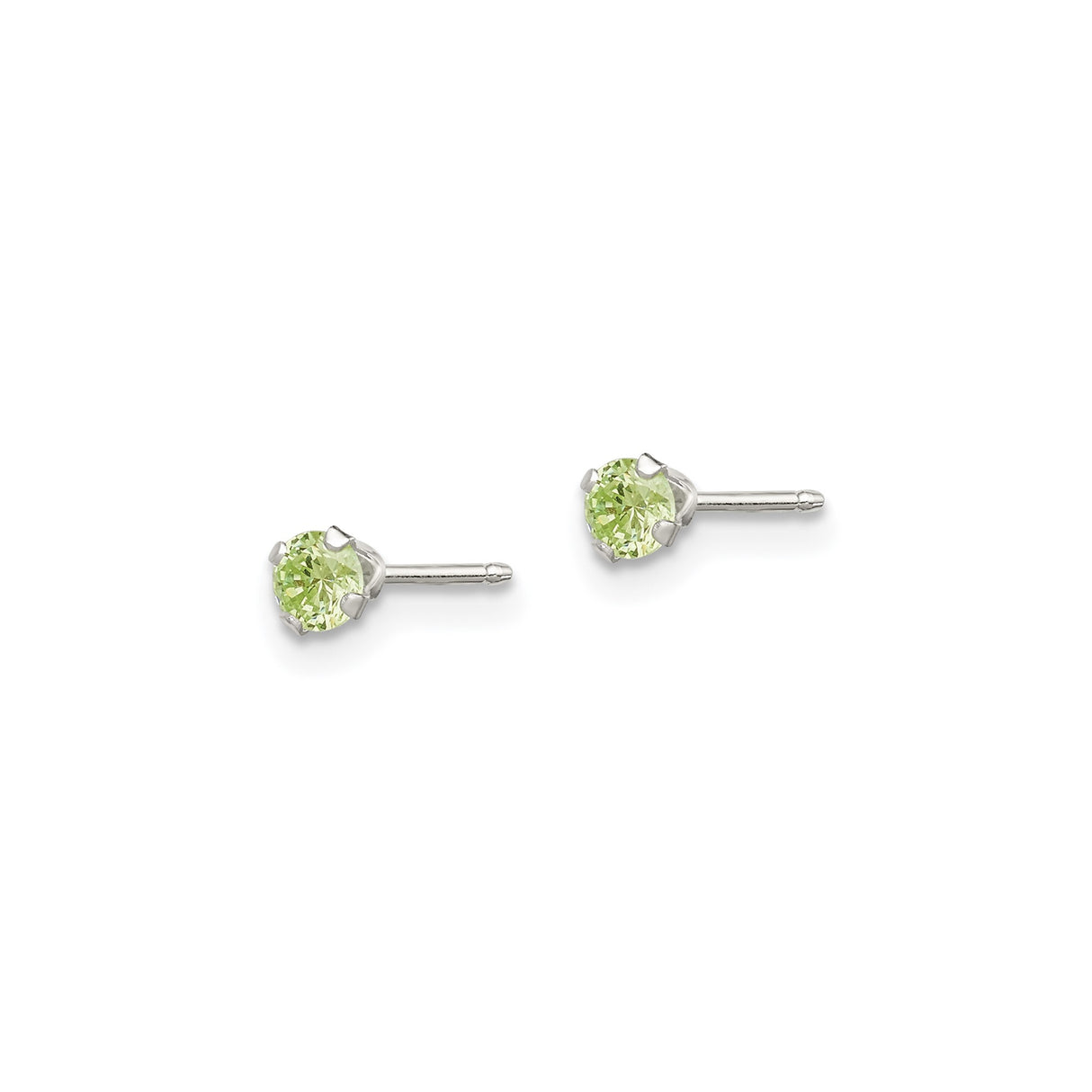 Sterling Silver Stud Earrings Set with Round Cut Cubic Zirconia in Blue, Green, Pink, and Clear