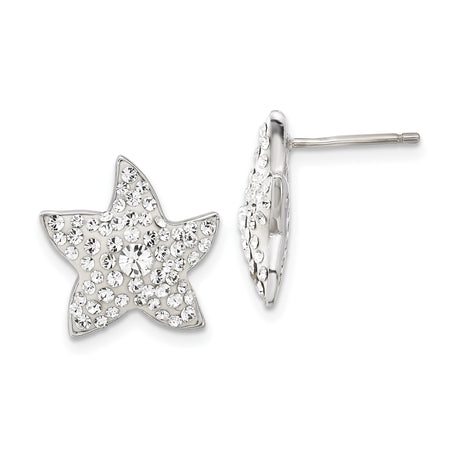 Sterling Silver Starfish Stud Earrings with Clear Crystals, Nautical Sea Life Design