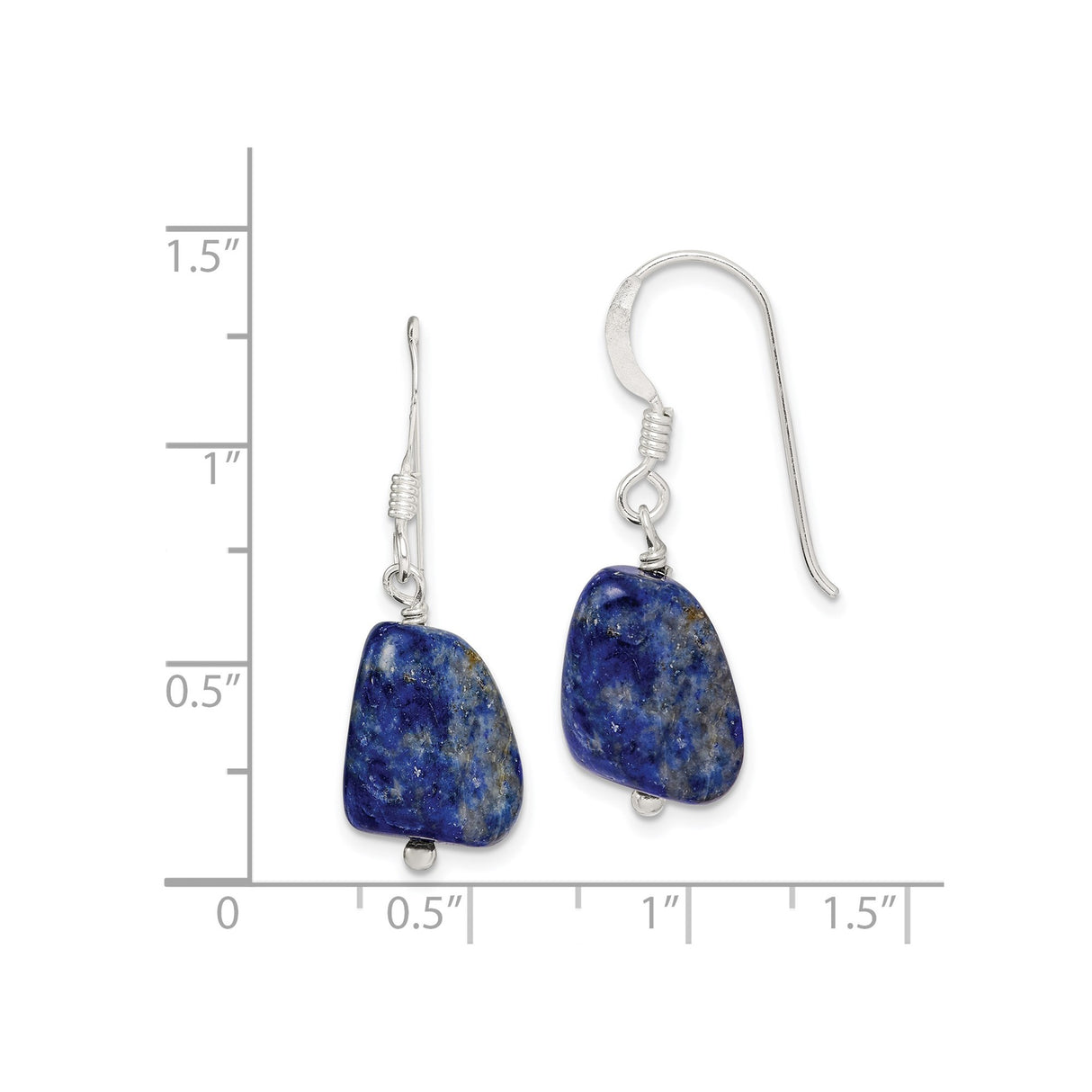 Sterling Silver Dangle Earrings with Lapis Lazuli, Irregular Shape, Boho Artisan Style