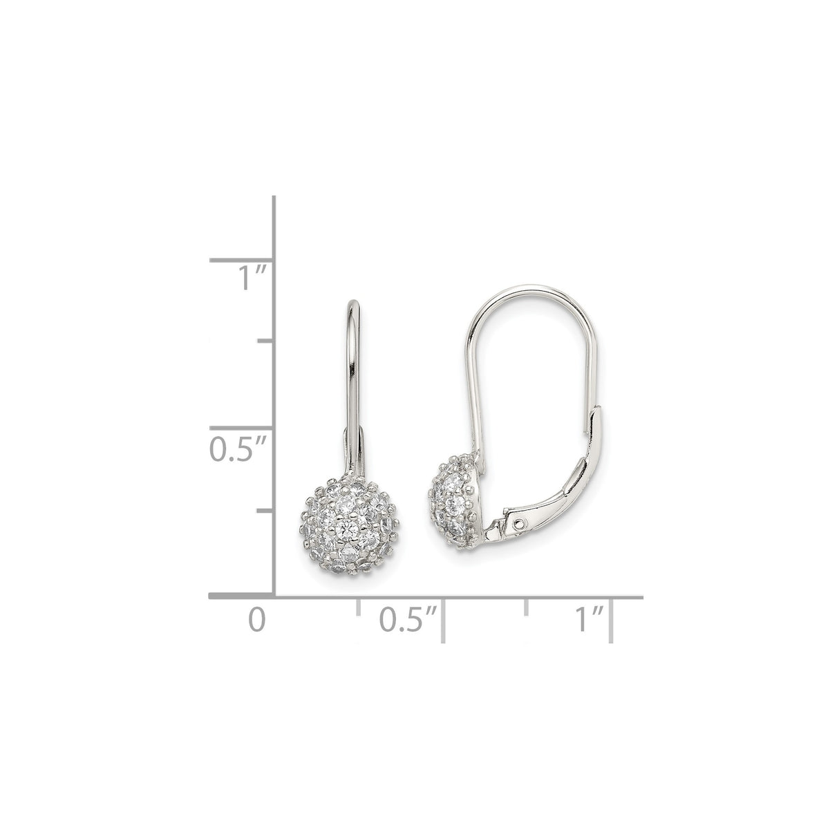 Sterling Silver Leverback Earrings with Cubic Zirconia Pavé Dome Cluster Design