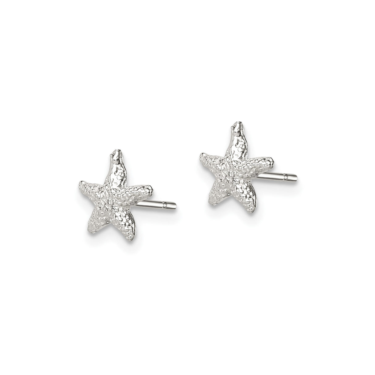 Sterling Silver Starfish Stud Earrings, Textured Coastal Nautical Style for Women