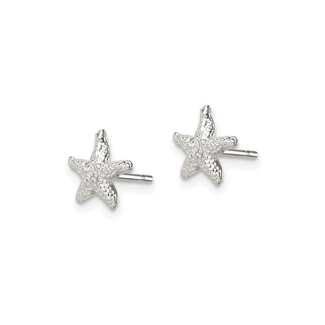 Sterling Silver Starfish Stud Earrings, Textured Coastal Nautical Style for Women