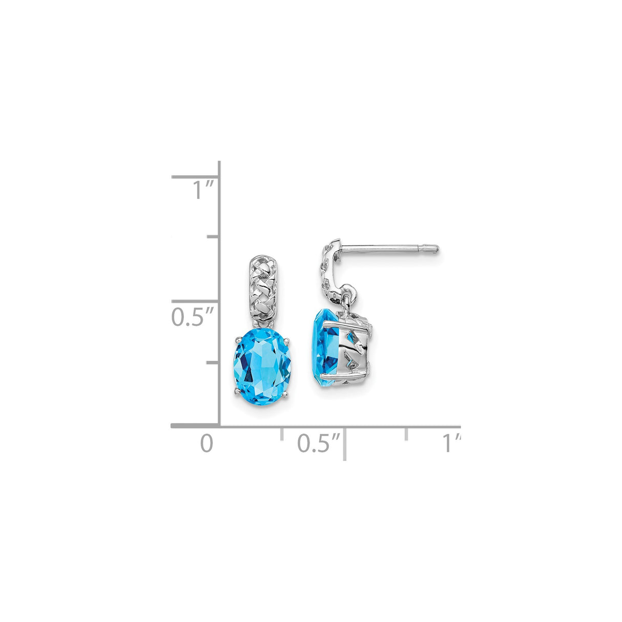 Sterling Silver Dangle Earrings with Oval Swiss Blue Topaz and Celtic Knot Design
