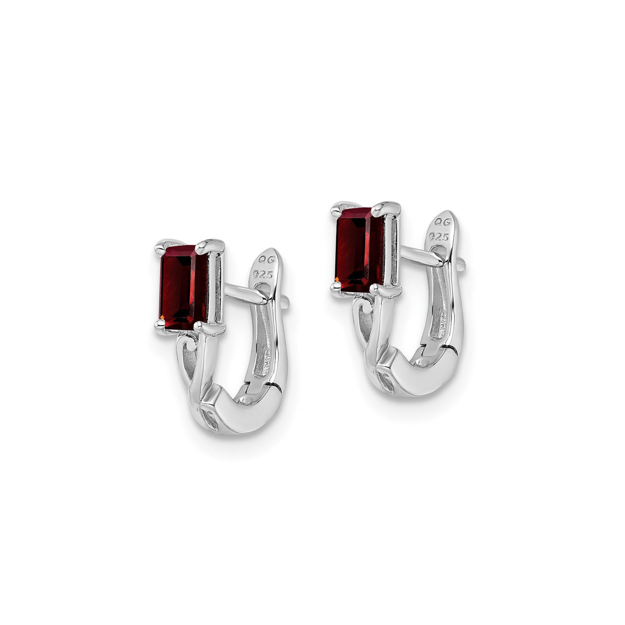 Sterling Silver Hoop Earrings with Garnet, Filigree Accents, Celtic Style, January Birthstone