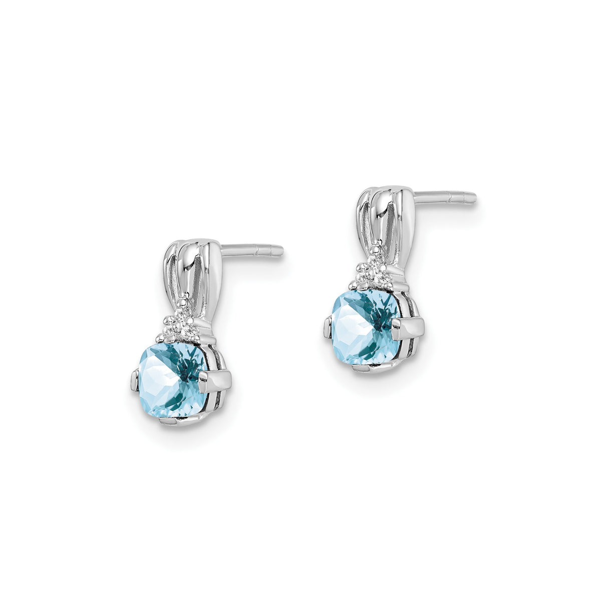 Sterling Silver Drop Earrings with Aquamarine and Diamond Accents, Dangle Style for Women