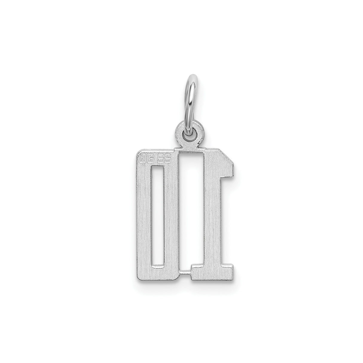 Sterling Silver Number 10 Pendant, Polished Finish, Modern Font, Unisex Sports Charm