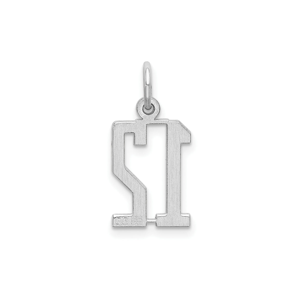 Sterling Silver Number 12 Pendant, Polished Block Font Sports Charm, Unisex Team Spirit Jewelry