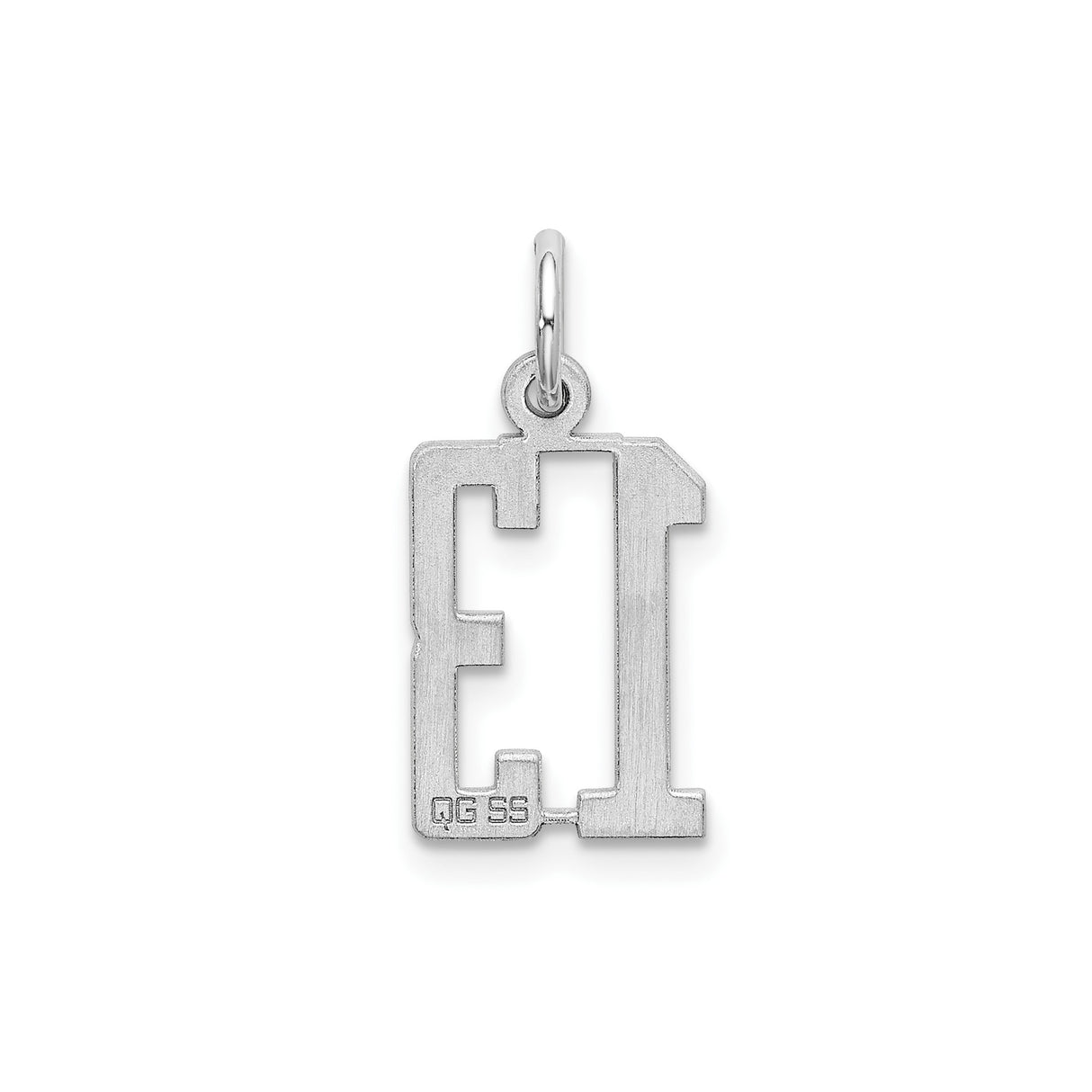 Sterling Silver Number 13 Pendant Charm, Cutout Style, Polished Finish, Unisex Jewelry