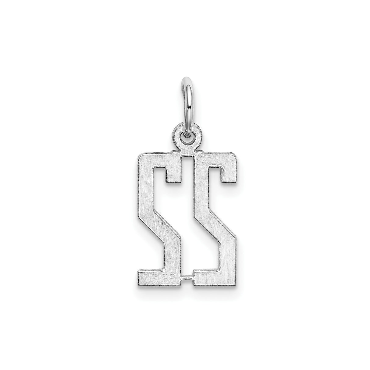 Sterling Silver Number 22 Pendant, Sports Charm in Polished Modern Font for Unisex Adults