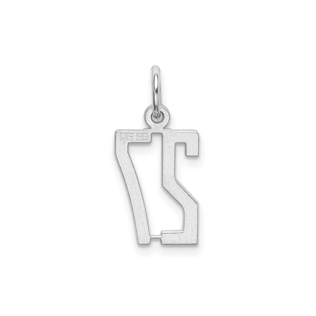 Sterling Silver Number 27 Pendant, Polished Cutout Athletic Charm for Men and Women