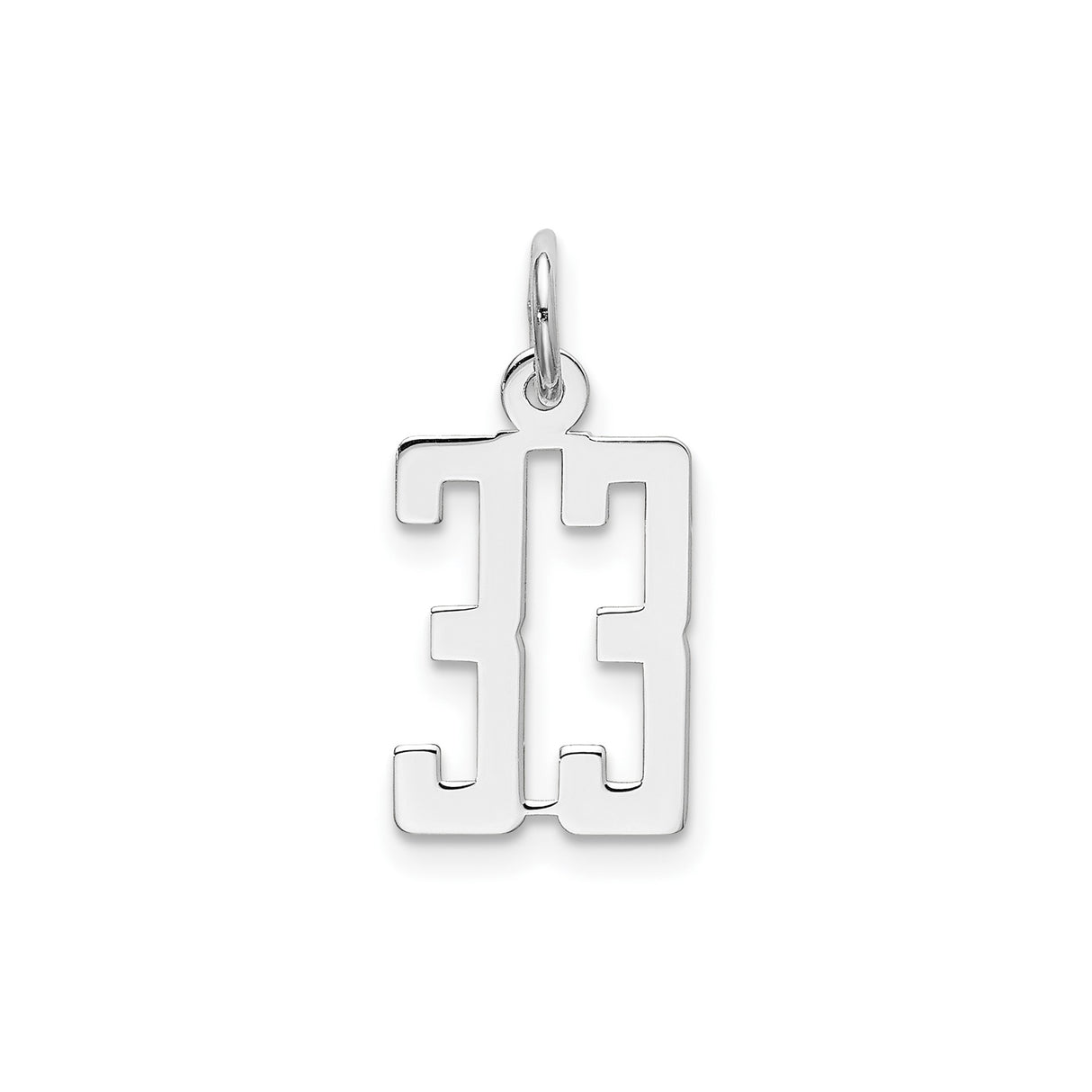 Sterling Silver Number 33 Pendant Charm, Bold Modern Numeric Jewelry for Men and Women