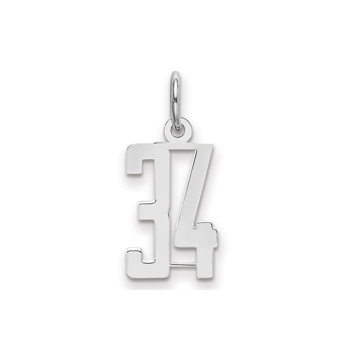 Sterling Silver Pendant, Number 34 Jersey Charm, Sports Fan Unisex Jewelry