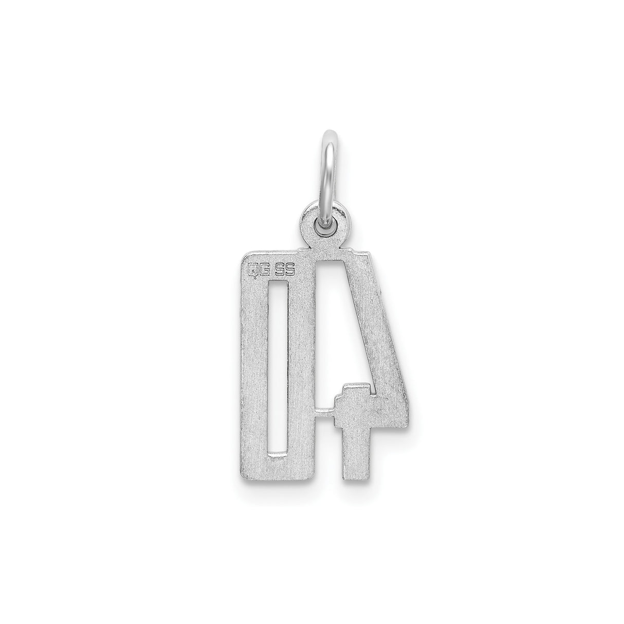 Small Elongated Pol Number 40 Charm Pendant in Real 925 Sterling Silver