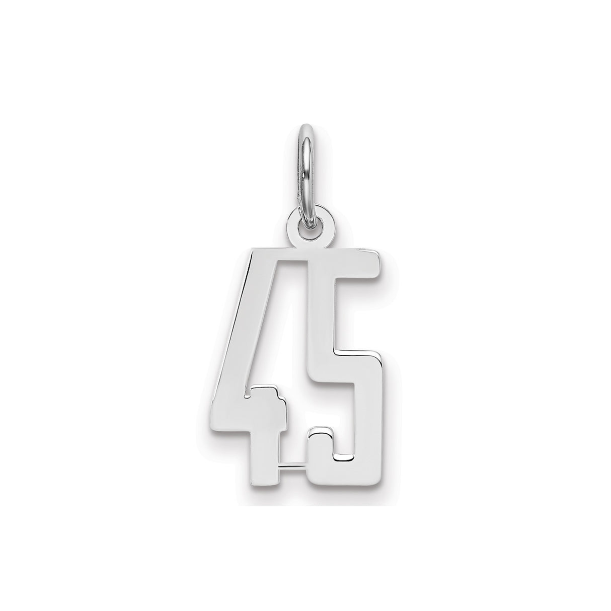 Sterling Silver Number 45 Pendant Charm, Bold Modern Design for Sports Fans or Milestone Gifts