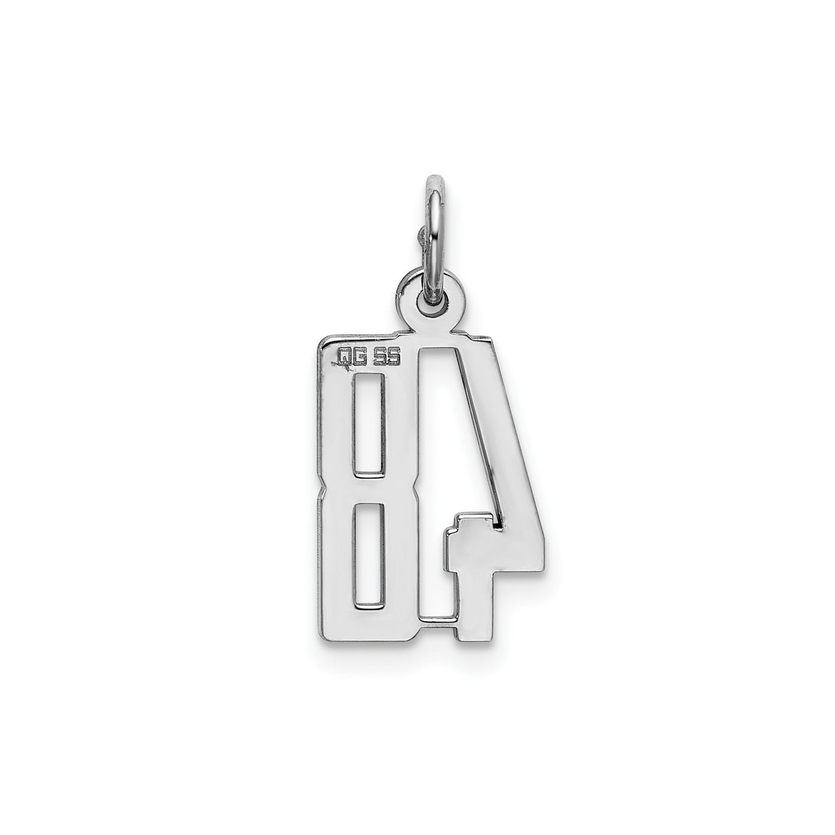 Small Elongated Pol Number 48 Charm Pendant in Real 925 Sterling Silver