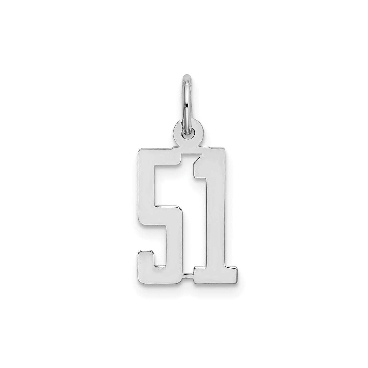 Small Elongated Pol Number 51 Charm Pendant in Real 925 Sterling Silver