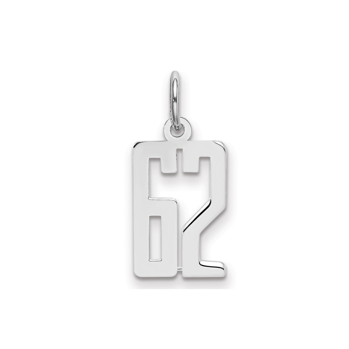 Small Elongated Pol Number 62 Charm Pendant in Real 925 Sterling Silver