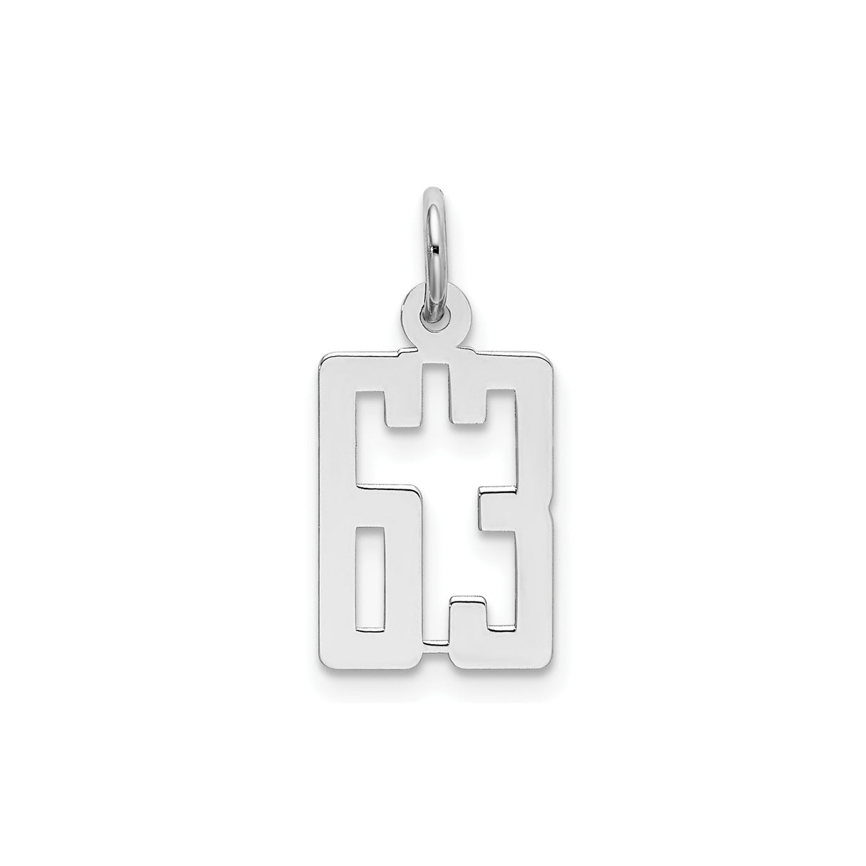 Small Elongated Pol Number 63 Charm Pendant in Real 925 Sterling Silver