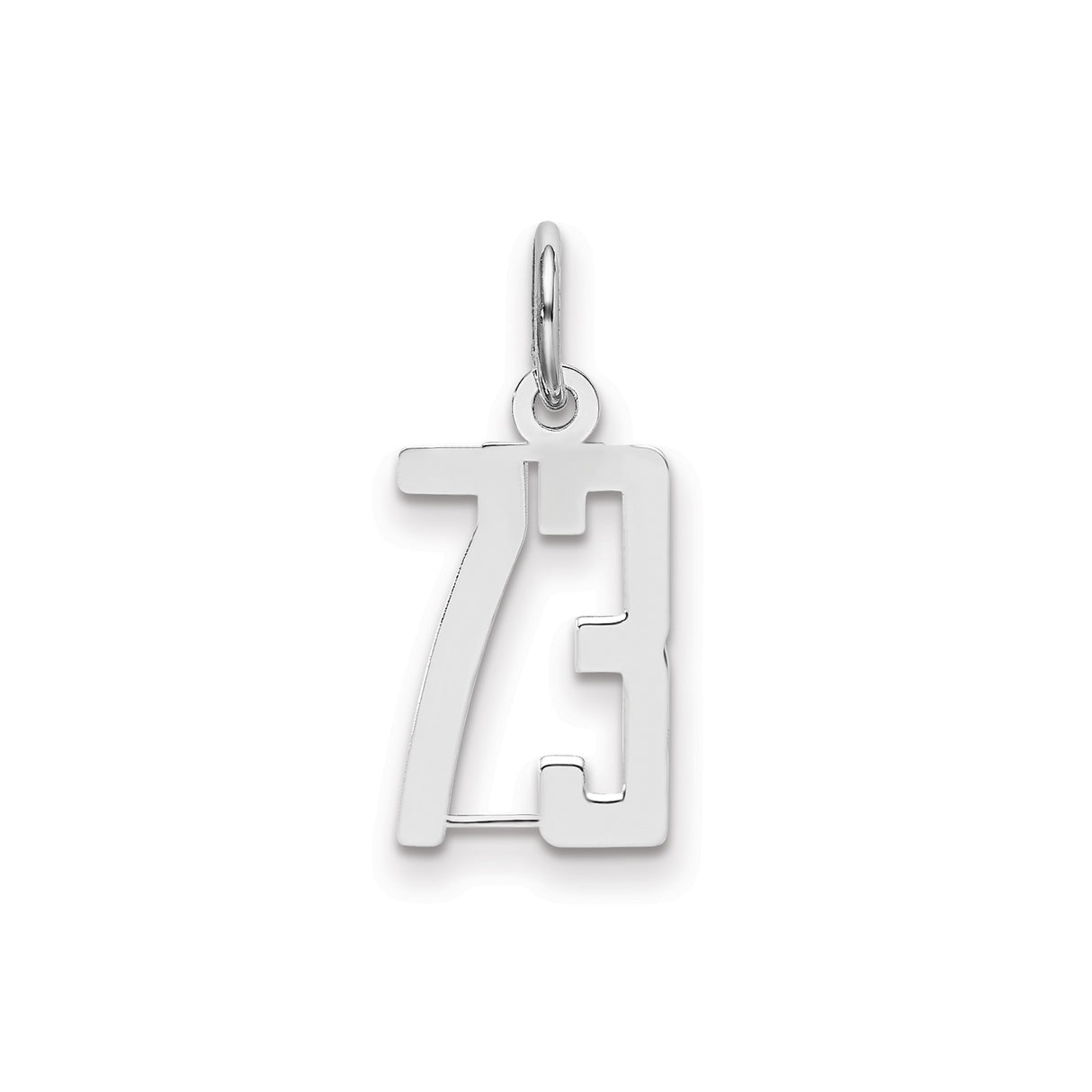 Small Elongated Pol Number 73 Charm Pendant in Real 925 Sterling Silver