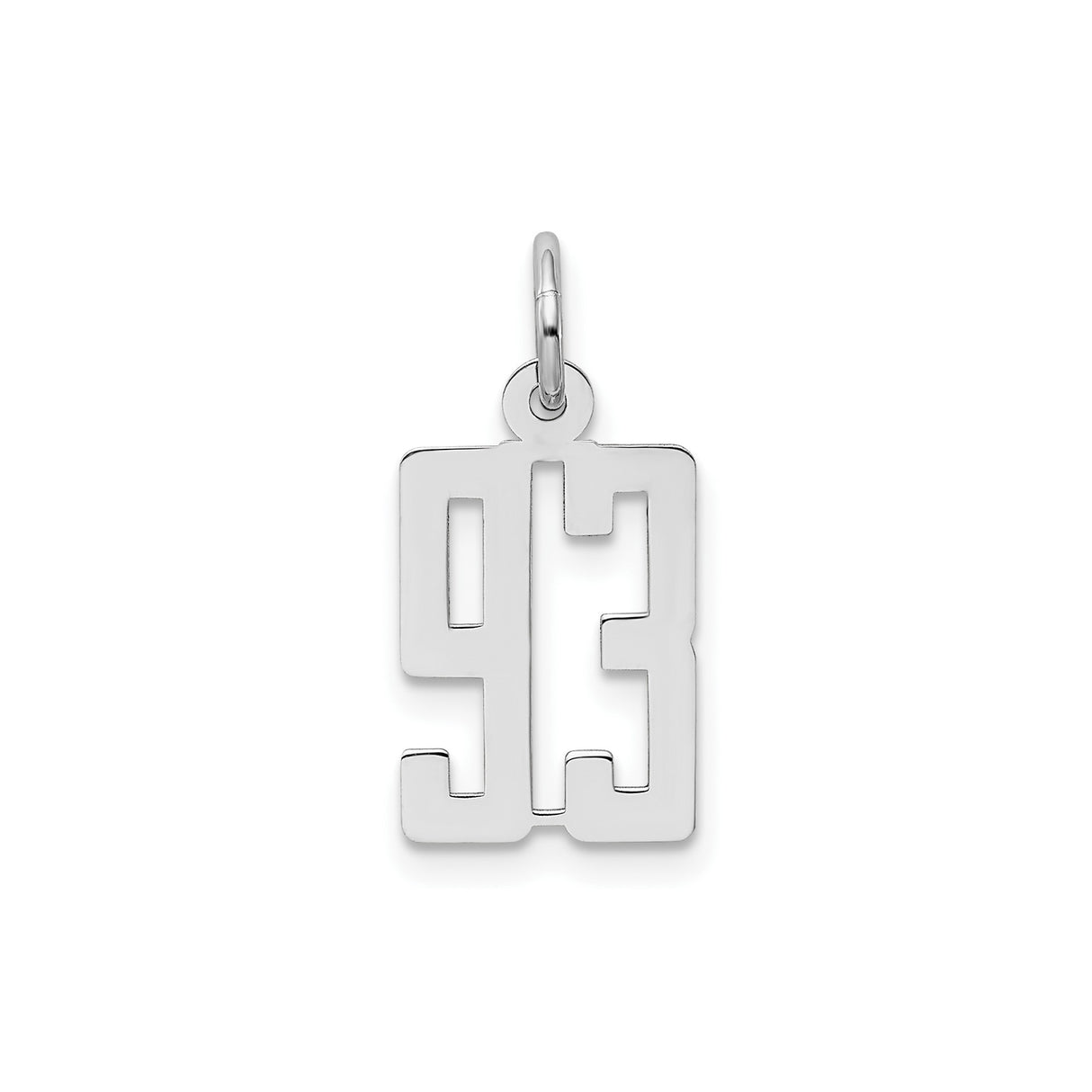 Sterling Silver Pendant with Bold Cutout Number 93, Modern Unisex Numeric Charm