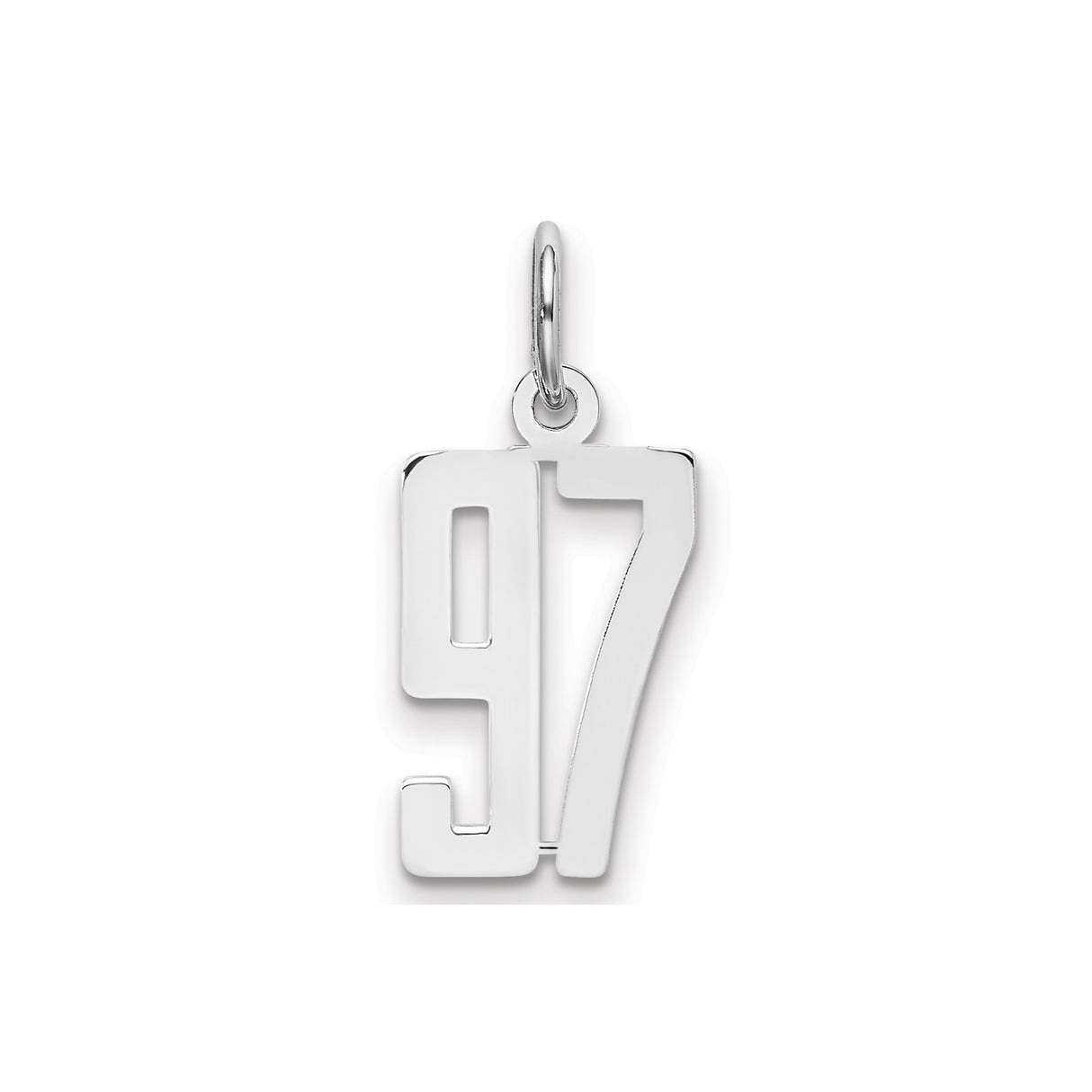 Small Elongated Pol Number 97 Charm Pendant in Real 925 Sterling Silver