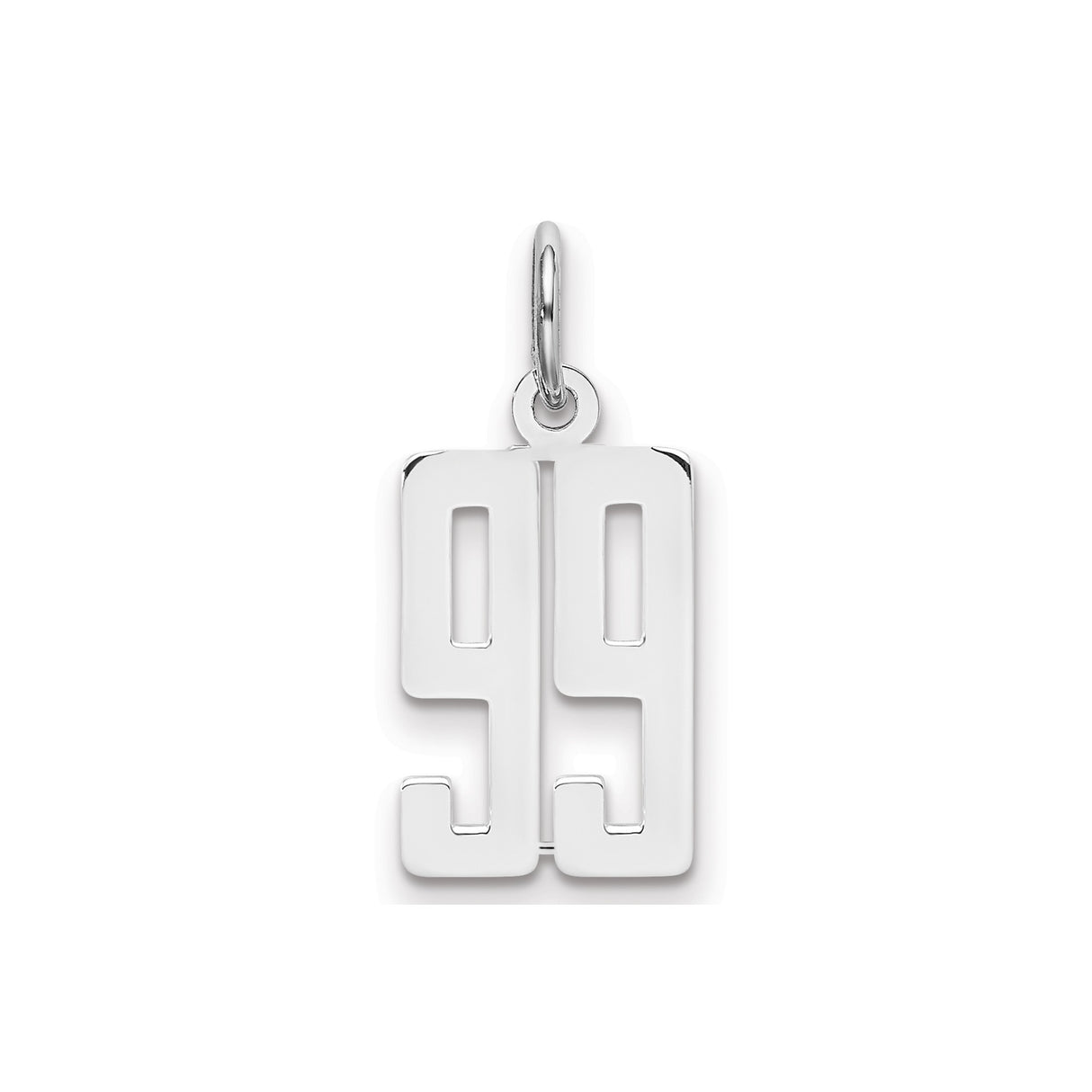 Sterling Silver Number 99 Pendant, Bold Modern Font Numeric Charm for Men or Women