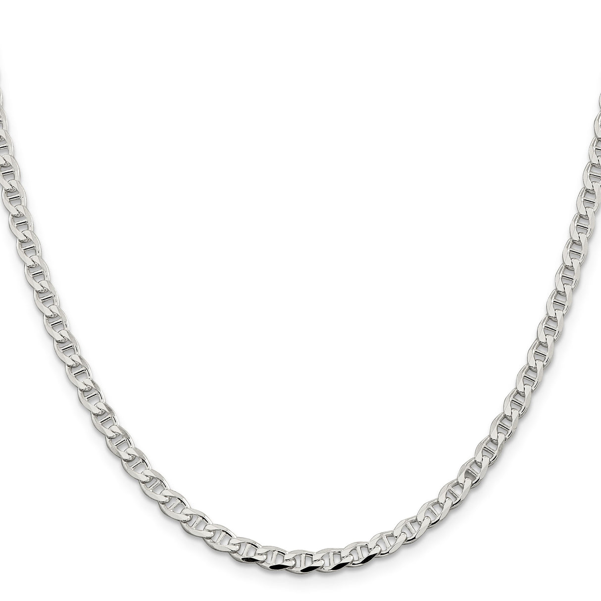 925 White Gold 4.15 mm Polished Chain Necklace, Solid