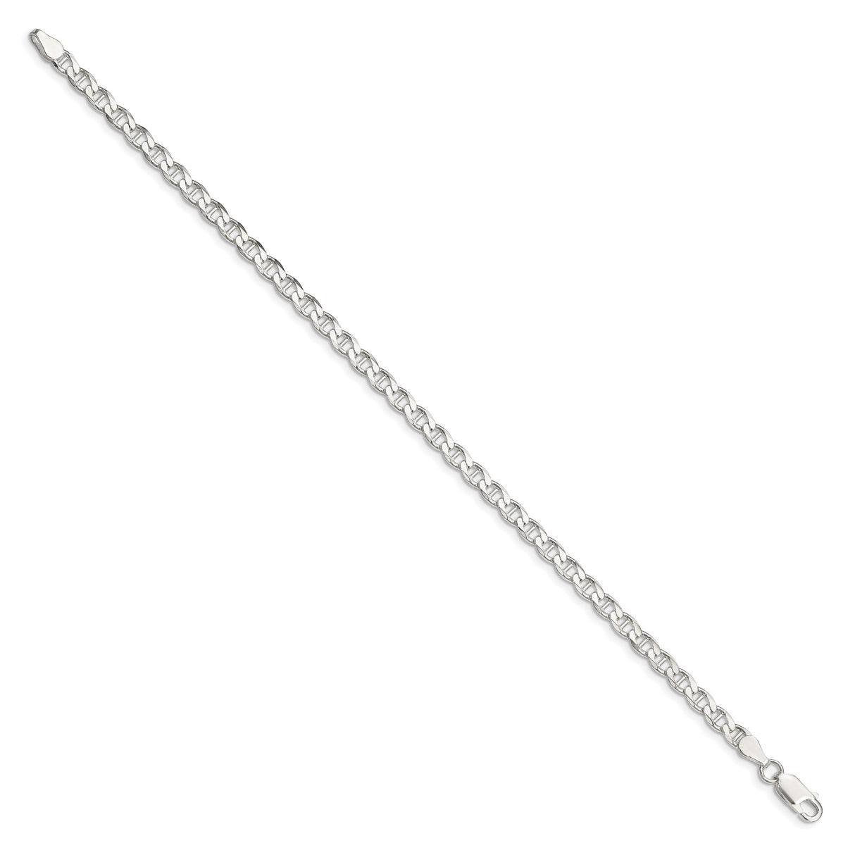 925 White Gold 4.15 mm Polished Chain Bracelet, Solid