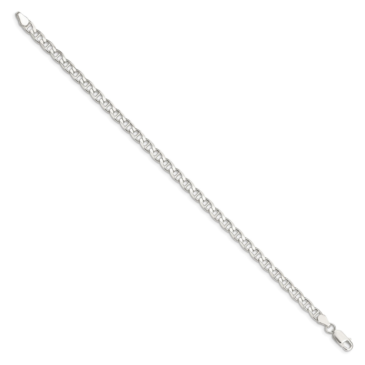 925 White Gold 4.65 mm Polished Chain Bracelet, Solid
