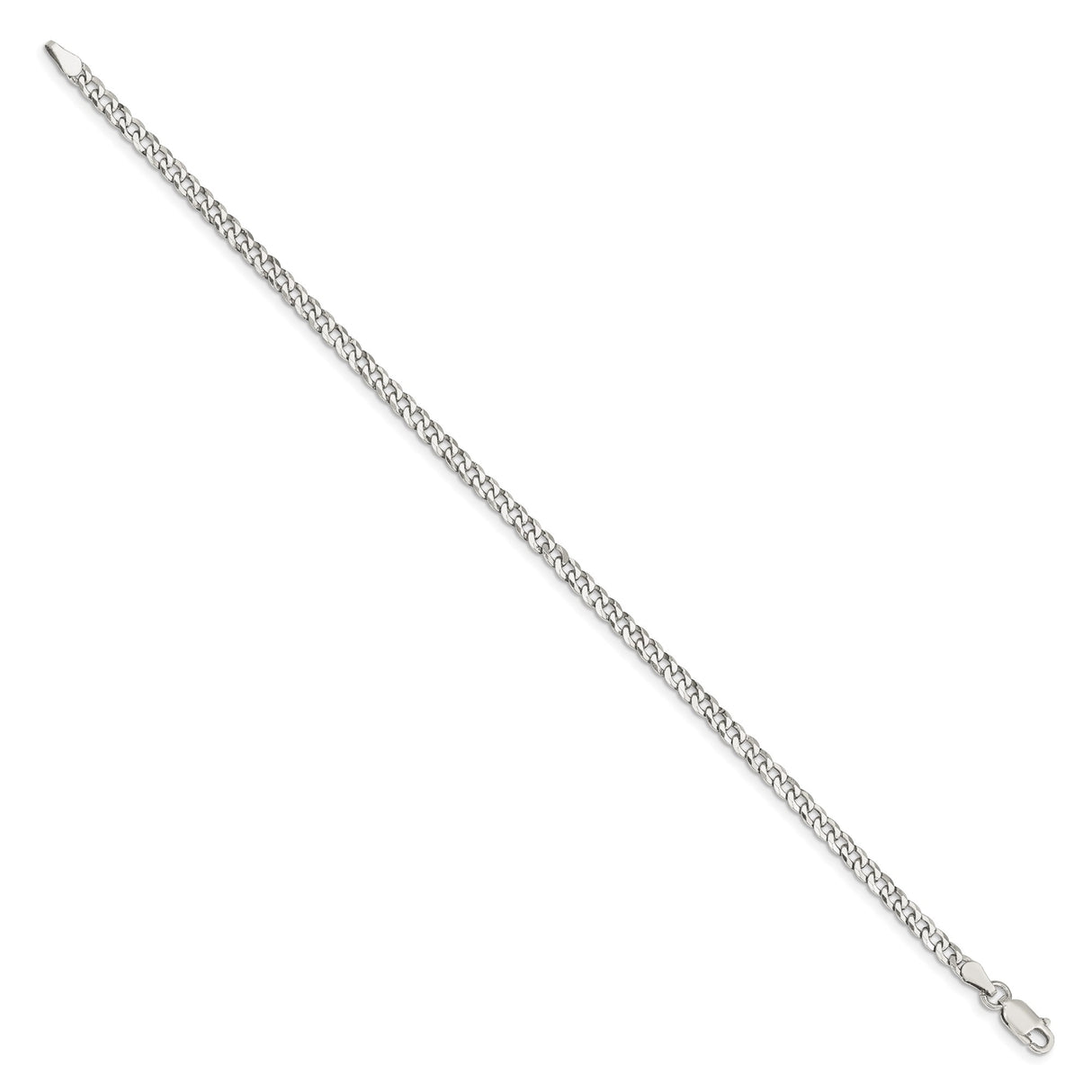 925 White Gold 3.2 mm Curb Chain Bracelet, Polished