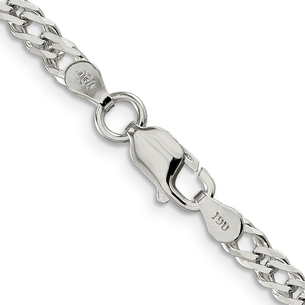 925 White Gold 4 mm Curb Chain Necklace, Polished alternate angle