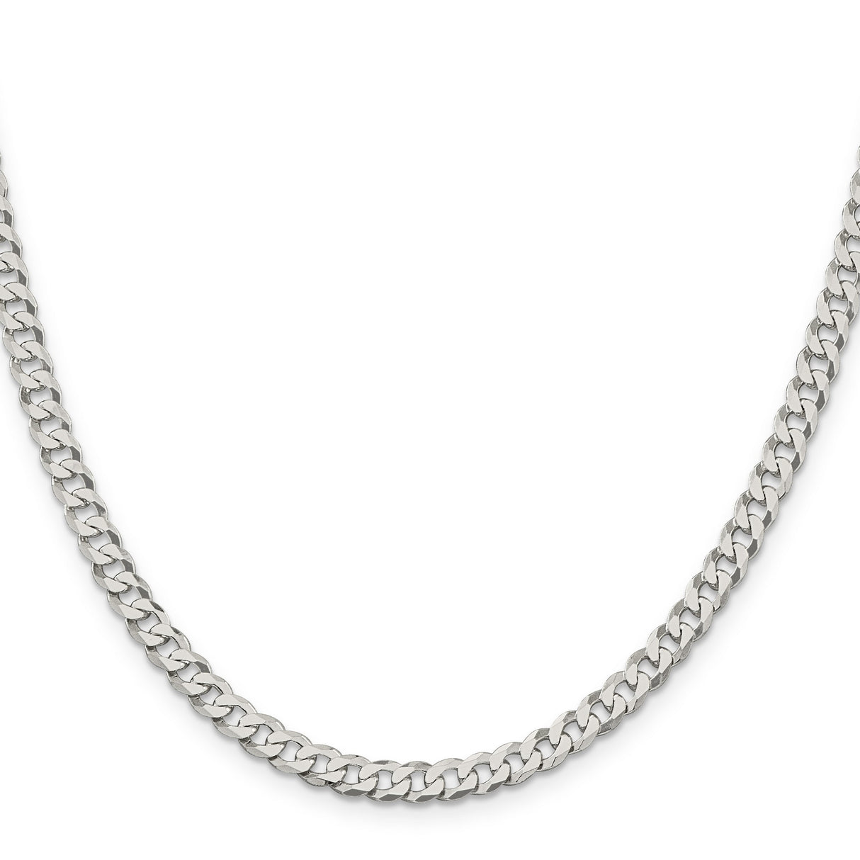 925 White Gold 5 mm Curb Chain Necklace, Polished