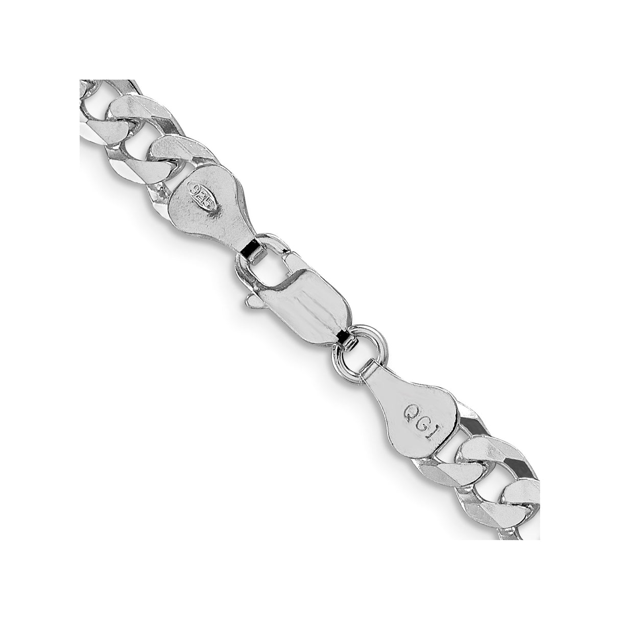 925 White Gold 6 mm Curb Chain Necklace, Polished alternate angle