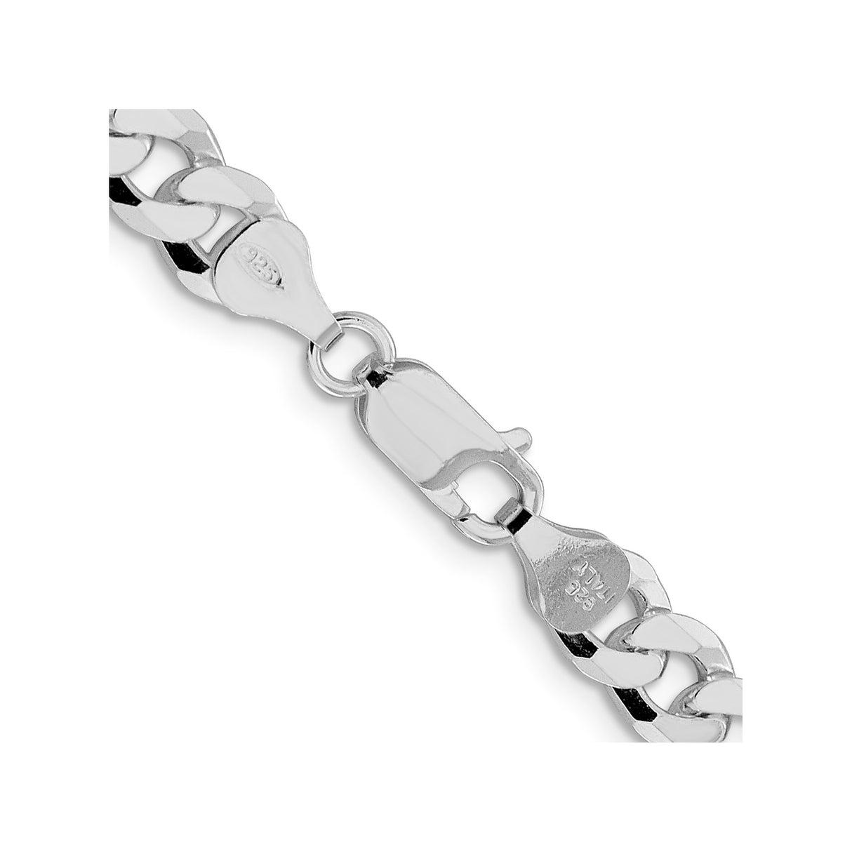 925 White Gold 7 mm Curb Chain Necklace, Polished alternate angle