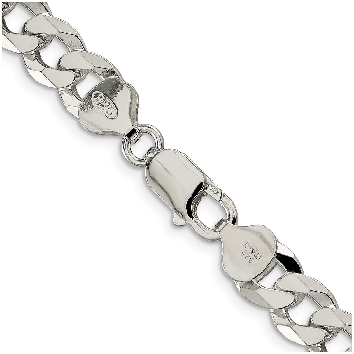 925 White Gold 8.5 mm Curb Chain Necklace, Polished alternate angle