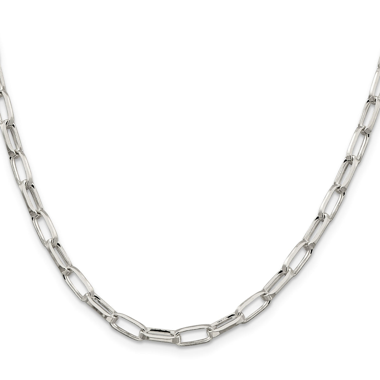 925 White Gold 5 mm Polished Chain Necklace, Solid