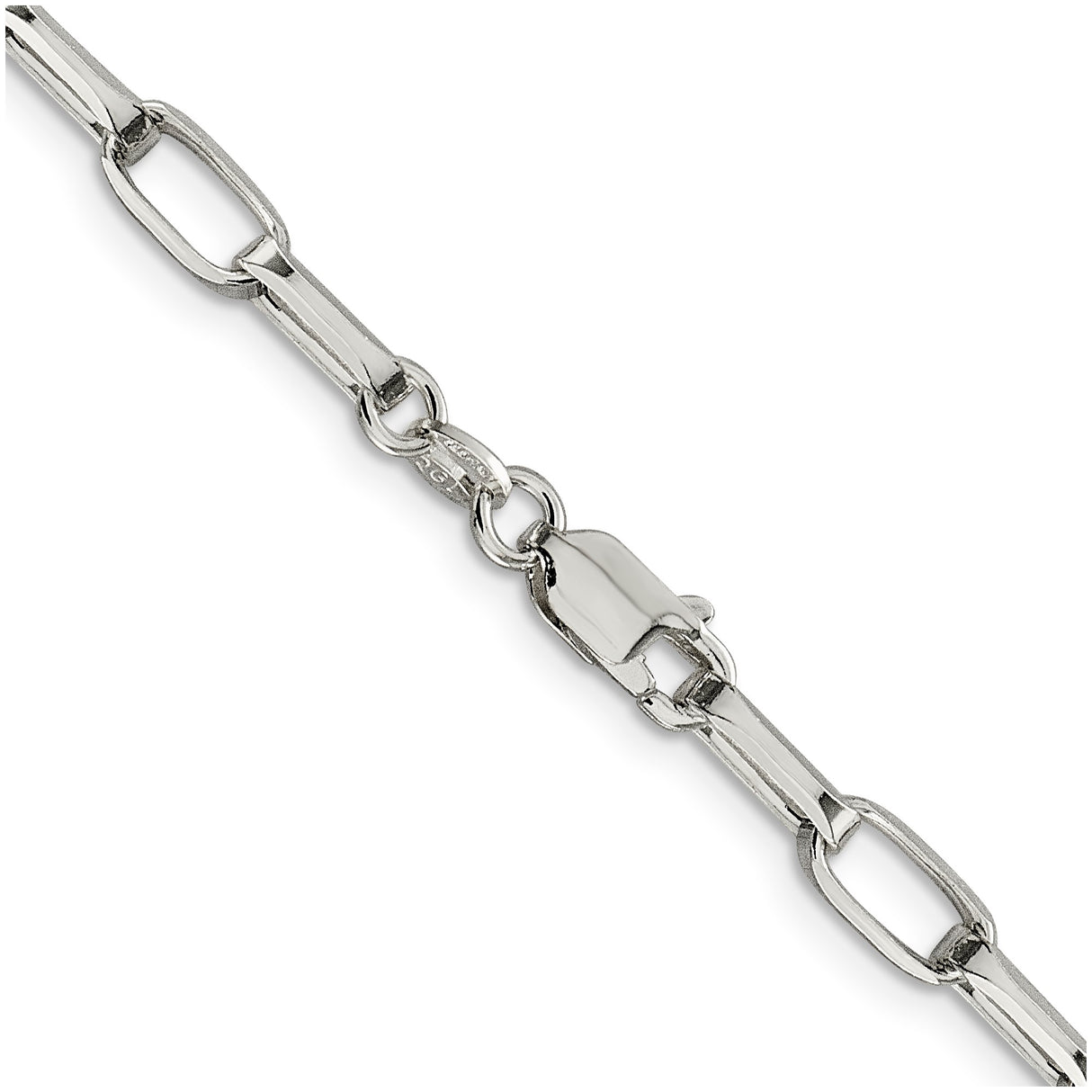 925 White Gold 5 mm Polished Chain Necklace, Solid alternate angle