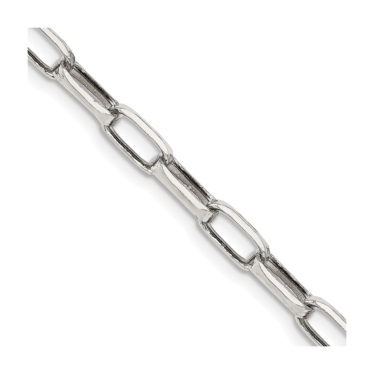 925 White Gold 5 mm Polished Chain Necklace, Solid detail view