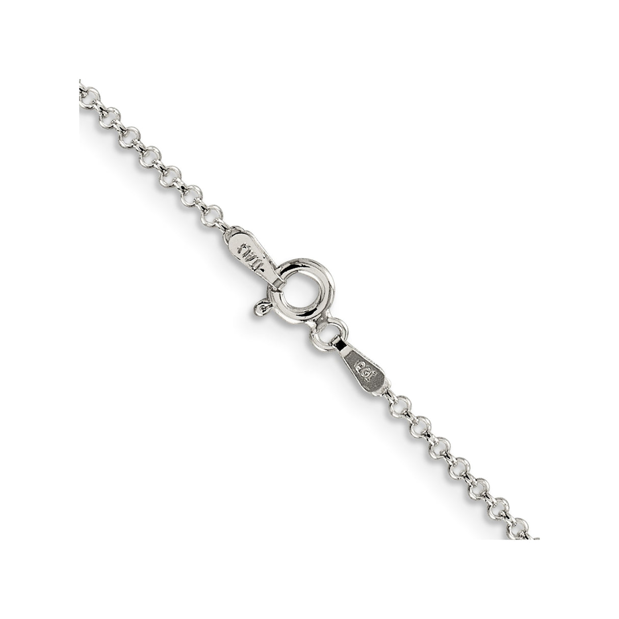 925 White Gold 1.5 mm Polished Chain Necklace, Solid alternate angle