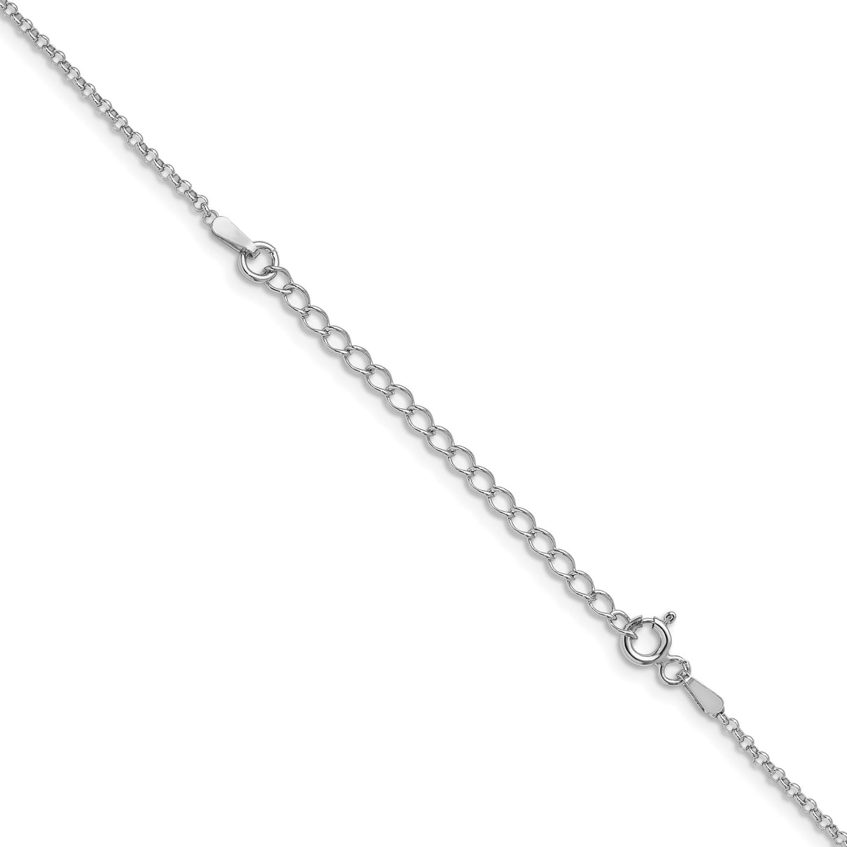 925 White Gold 1.5 mm Polished Chain Necklace, Solid detail view