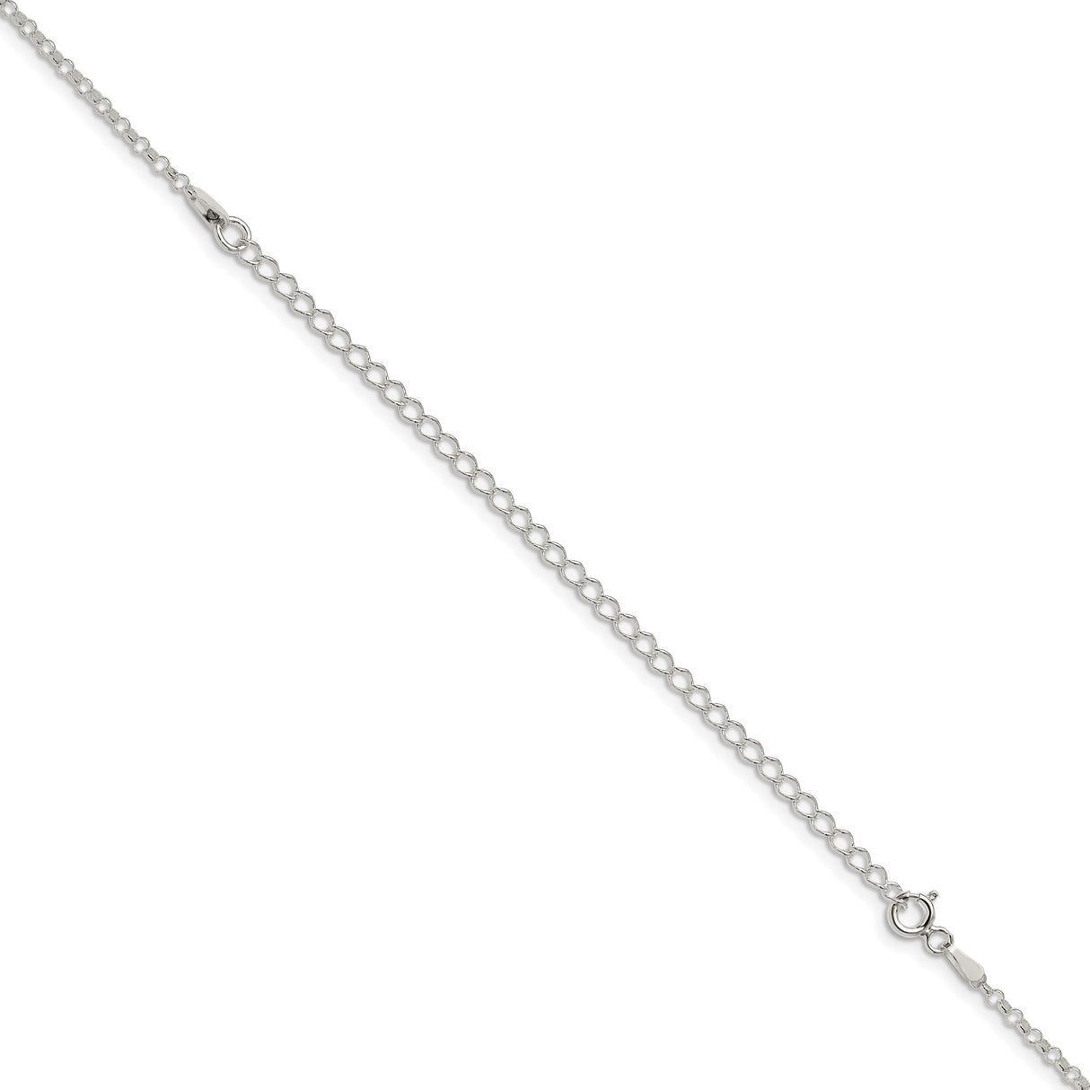 925 White Gold 2 mm Polished Chain Necklace, Solid detail view