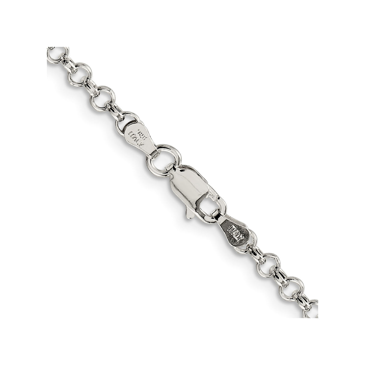 925 White Gold 3 mm Polished Chain Necklace alternate angle