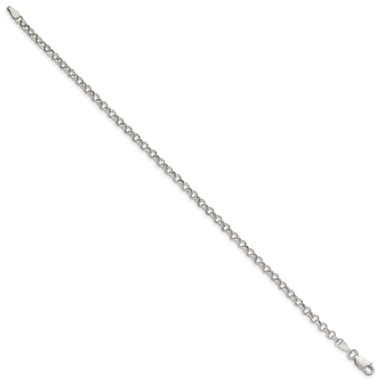 925 White Gold 3 mm Polished Chain Bracelet