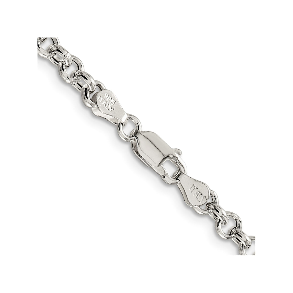 925 White Gold 4.25 mm Polished Chain Necklace alternate angle