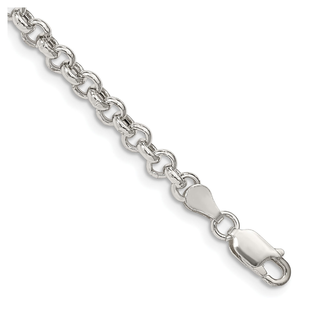 925 White Gold 4.25 mm Polished Chain Bracelet shown for scale