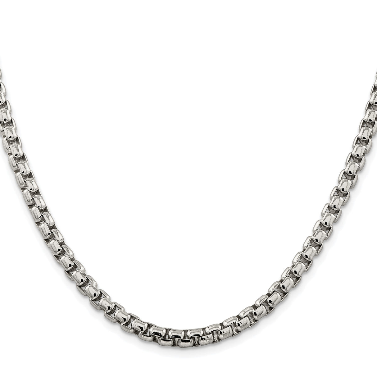 925 White Gold 5.2 mm Box Chain Necklace, Polished
