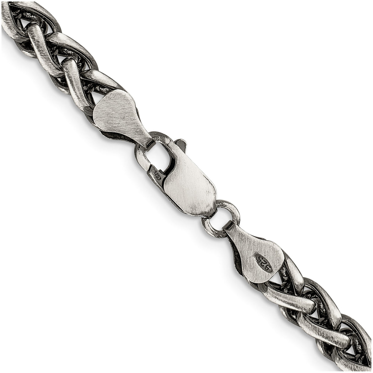 925 White Gold 6 mm Solid Chain Necklace alternate angle